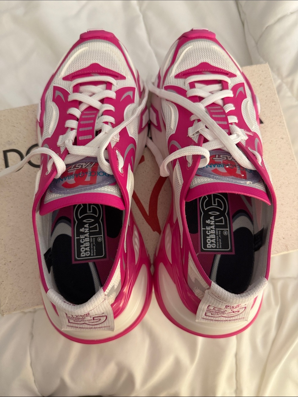 Dolce & Gabbana Hot Pink and White Women's Runner Sneakers - Picture 3 of 6